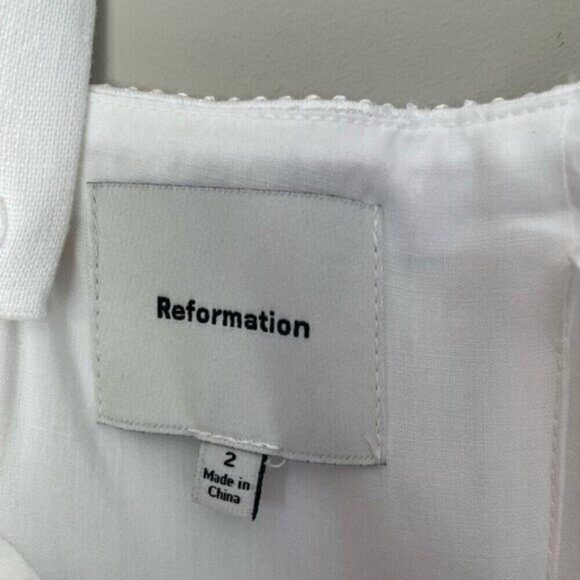 NEW Reformation Everett Linen Midi Dress White | US 2 UK 6 - Picture 14 of 16